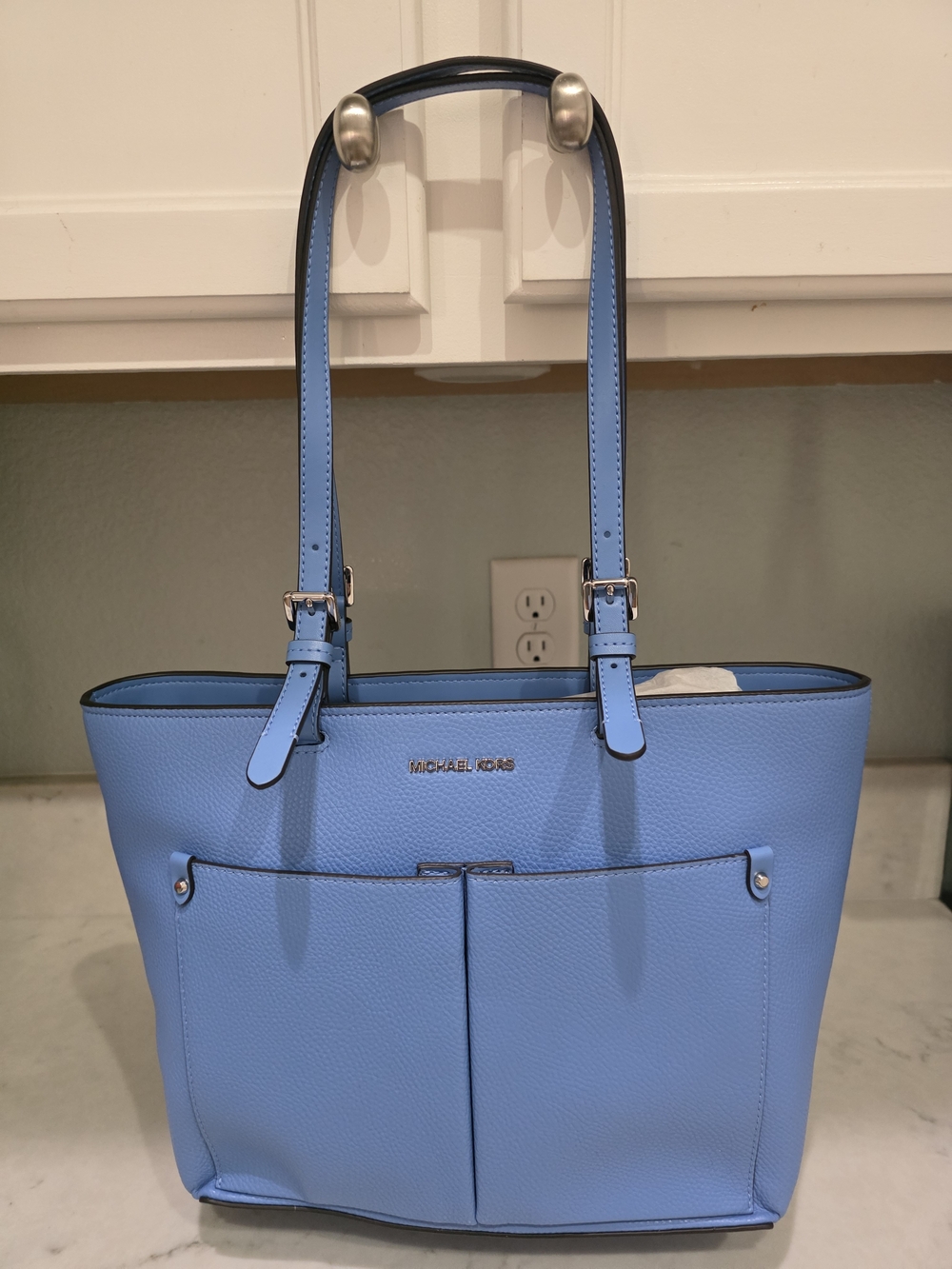 Michael Kors Jet Set Travel Purse Pebbled Leather South Pacific Blue NWT